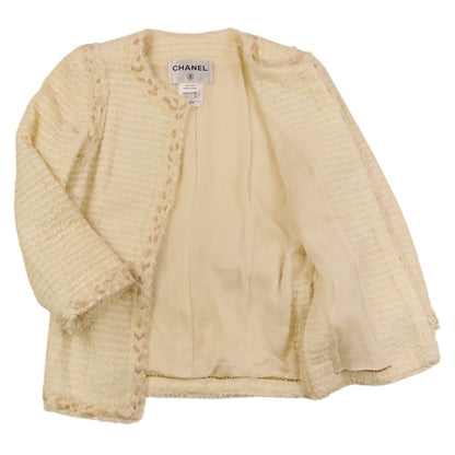 Chanel 10P Tweed Jacket Skirt Set 36 Beige — view 6