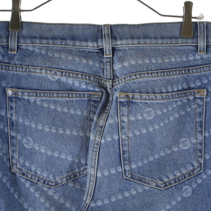 Chanel CC Logo Pearl Print Wide Leg Denim CC Leg All Over Pattern Zip Fly Long — view 4