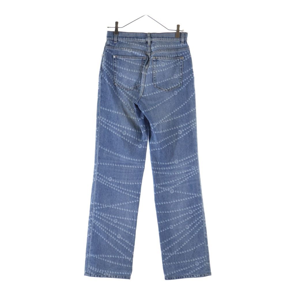 Chanel CC Logo Pearl Print Wide Leg Denim CC Leg All Over Pattern Zip Fly Long — view 2