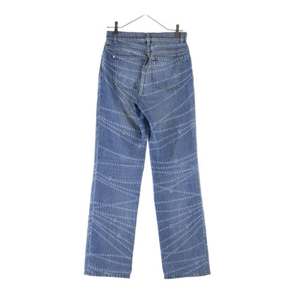 Chanel CC Logo Pearl Print Wide Leg Denim CC Leg All Over Pattern Zip Fly Long — view 2