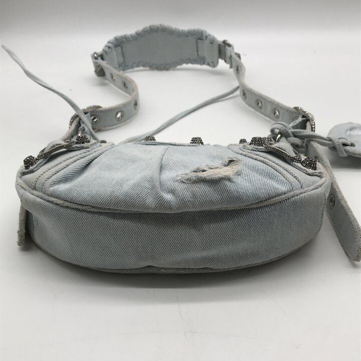Balenciaga le Cagole Denim Rhinestone Studs Leather Shoulder Bag Y2k Blue — view 4