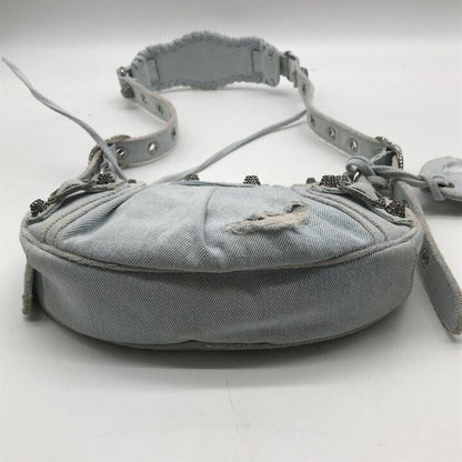 Balenciaga le Cagole Denim Rhinestone Studs Leather Shoulder Bag Y2k Blue — view 4