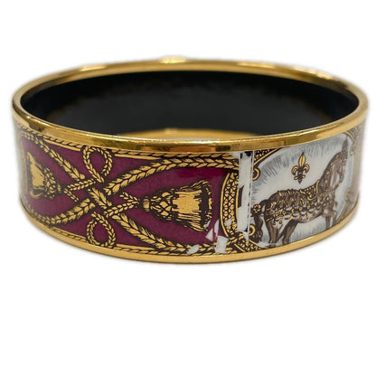Hermes Bracelet Enamel GM Bangle Cloisonne Horse Tassel Wine — view 4