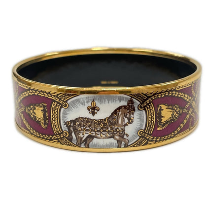 Hermes Bracelet Enamel GM Bangle Cloisonne Horse Tassel Wine — view 3