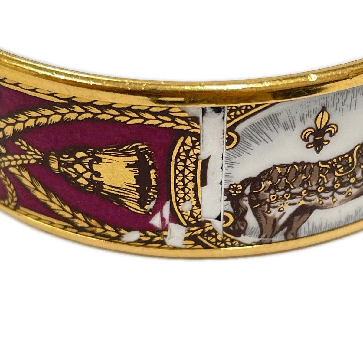 Hermes Bracelet Enamel GM Bangle Cloisonne Horse Tassel Wine — view 5