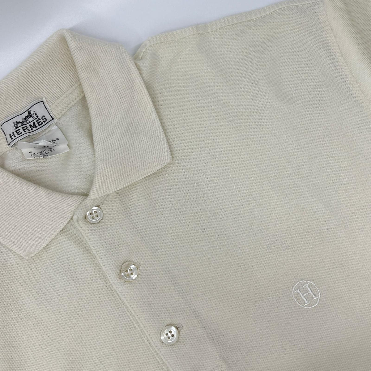 Hermes Ivory Cotton Logo Polo — view 6