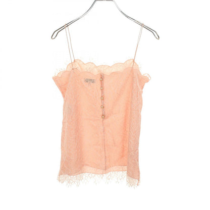 Chanel Camisole CC Logo Button Floral Pattern Full Lace Pink Rayon — view 2