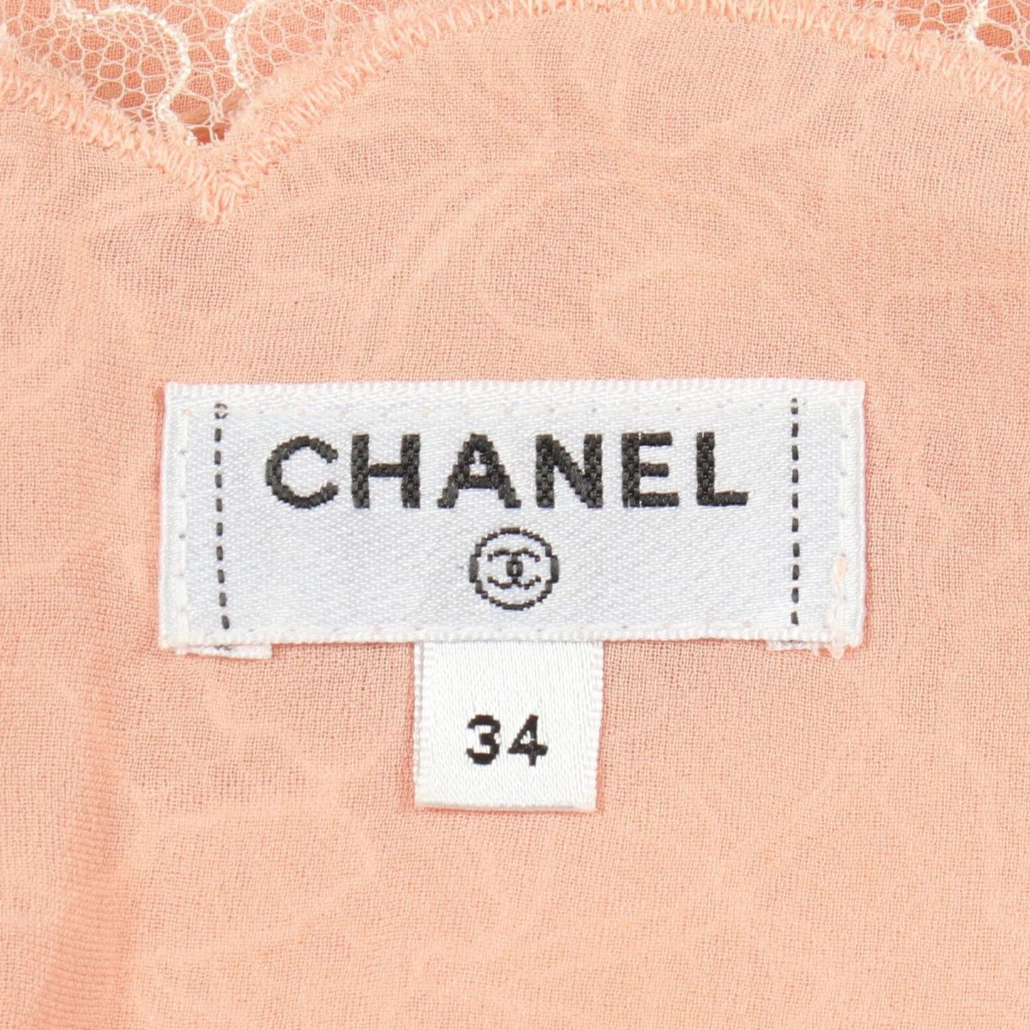 Chanel Camisole CC Logo Button Floral Pattern Full Lace Pink Rayon — view 3