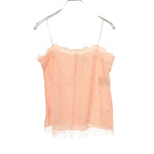 Chanel Camisole CC Logo Button Floral Pattern Full Lace Pink Rayon