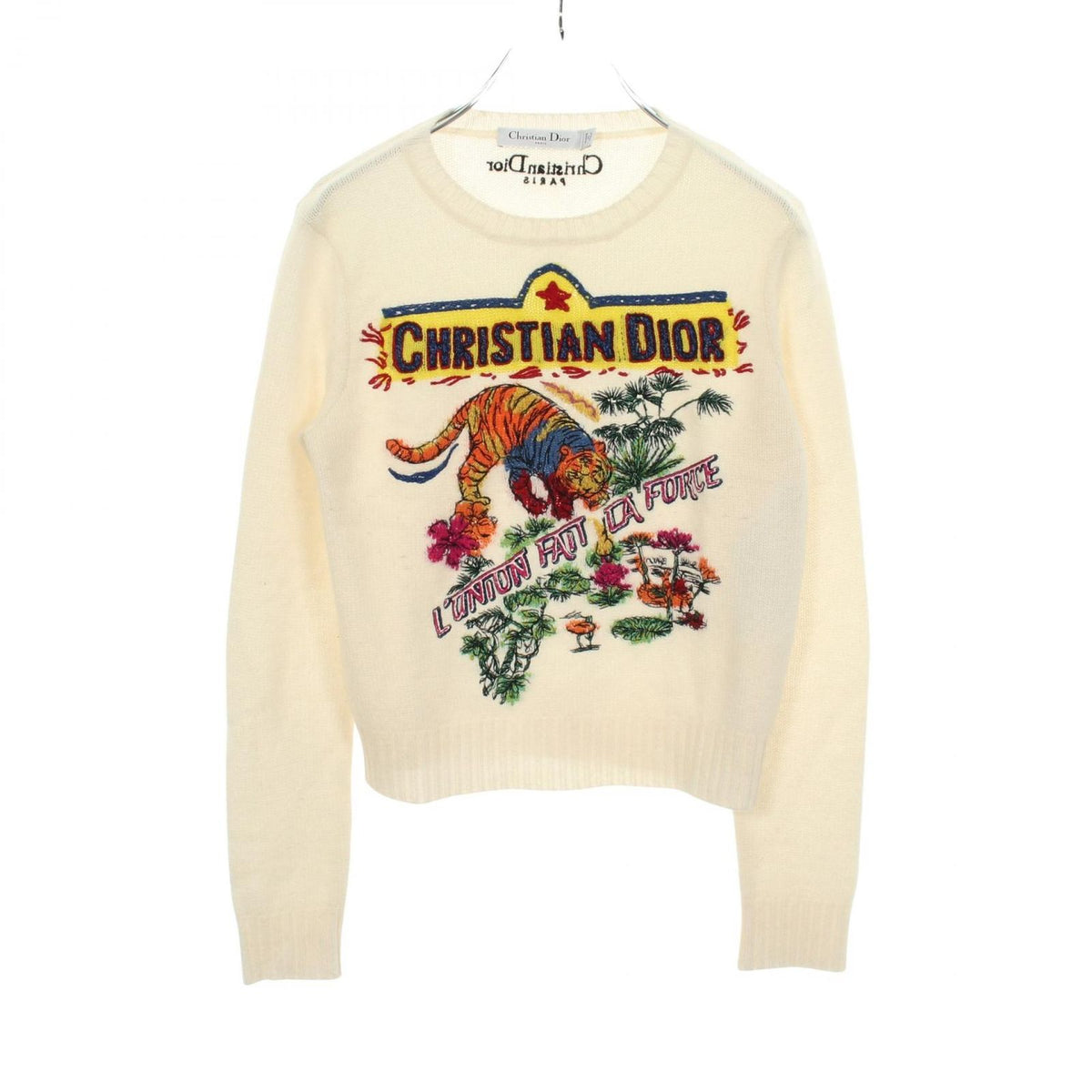 Dior Knit Indian Tiger White Cashmere Sweater