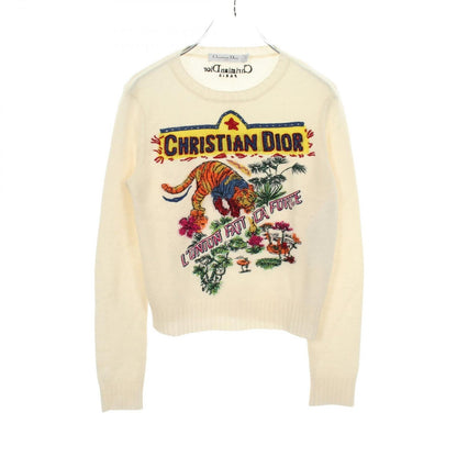 Dior Knit Indian Tiger White Cashmere Sweater