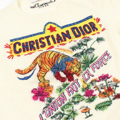 Dior Knit Indian Tiger White Cashmere Sweater — view 7