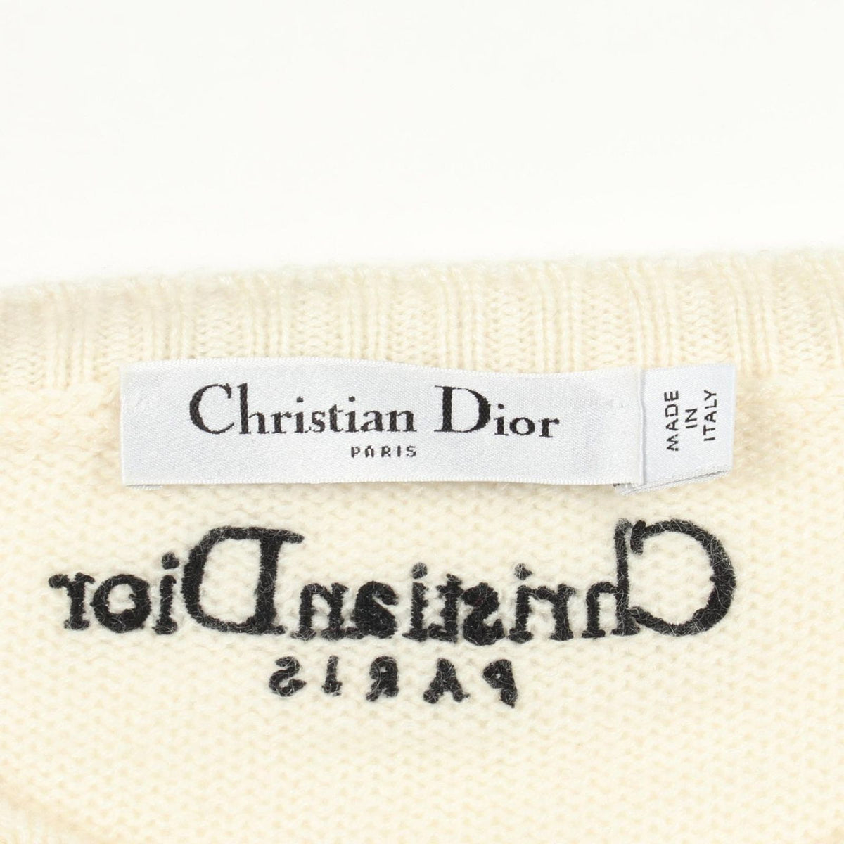 Dior Knit Indian Tiger White Cashmere Sweater — view 3