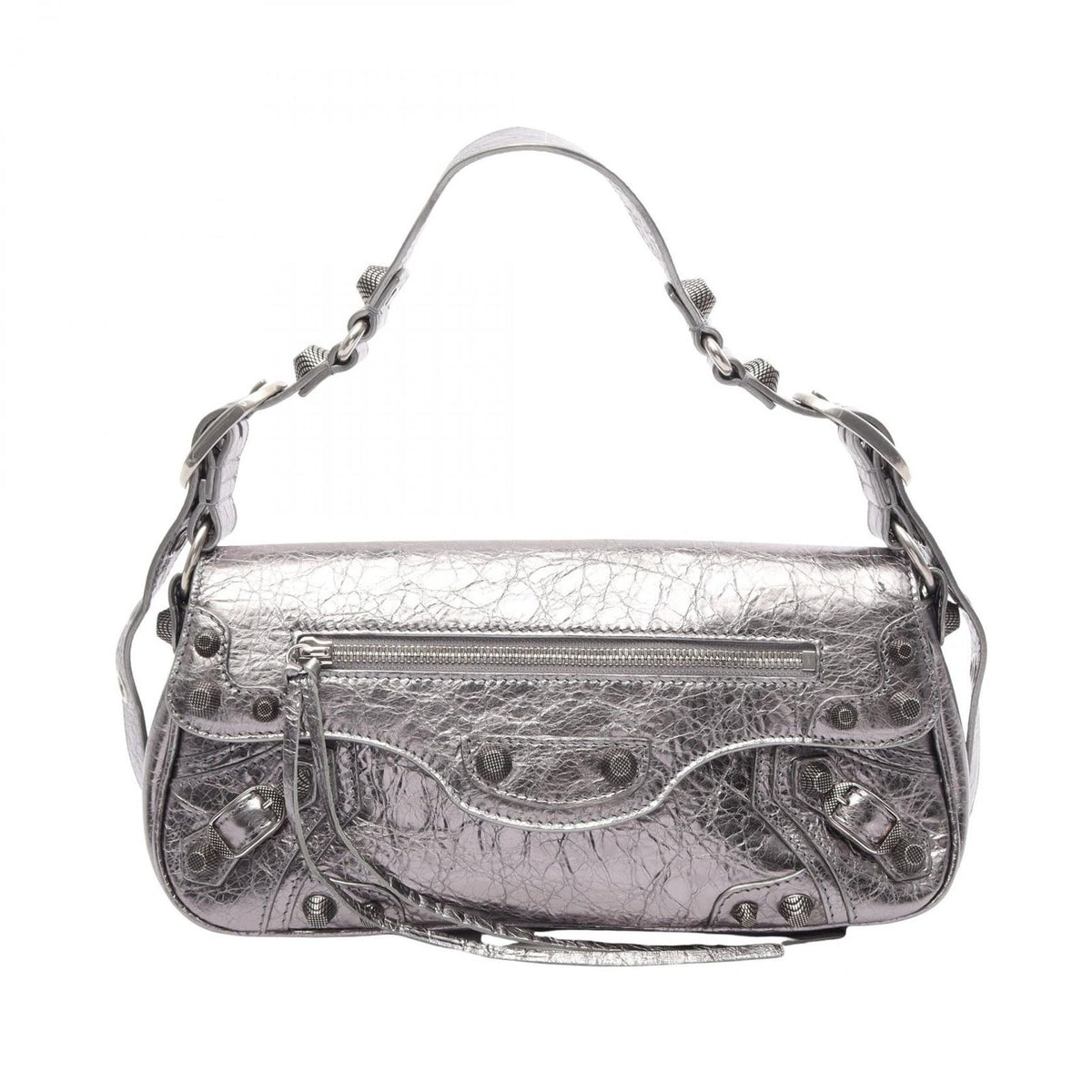 Balenciaga Shoulder Bag Le Cagole S Silver Leather