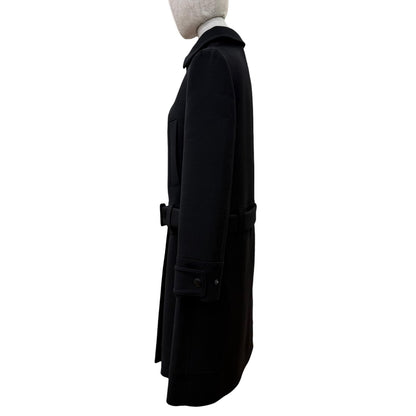 Prada 100% Virgin Wool with Belt 2-Way Coat Black 40 — view 4