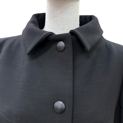 Prada 100% Virgin Wool with Belt 2-Way Coat Black 40 — view 2