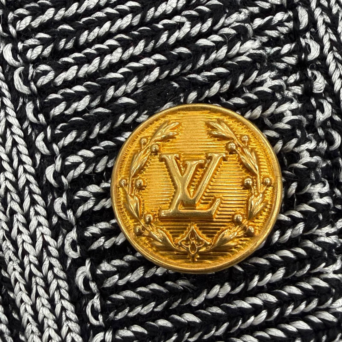 Louis Vuitton LV Logo Button Trumpet Sleeve Long Knit Cardigan Top Black XS — view 5