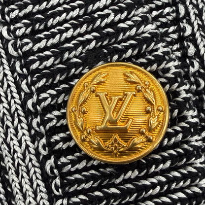 Louis Vuitton LV Logo Button Trumpet Sleeve Long Knit Cardigan Top Black XS — view 5