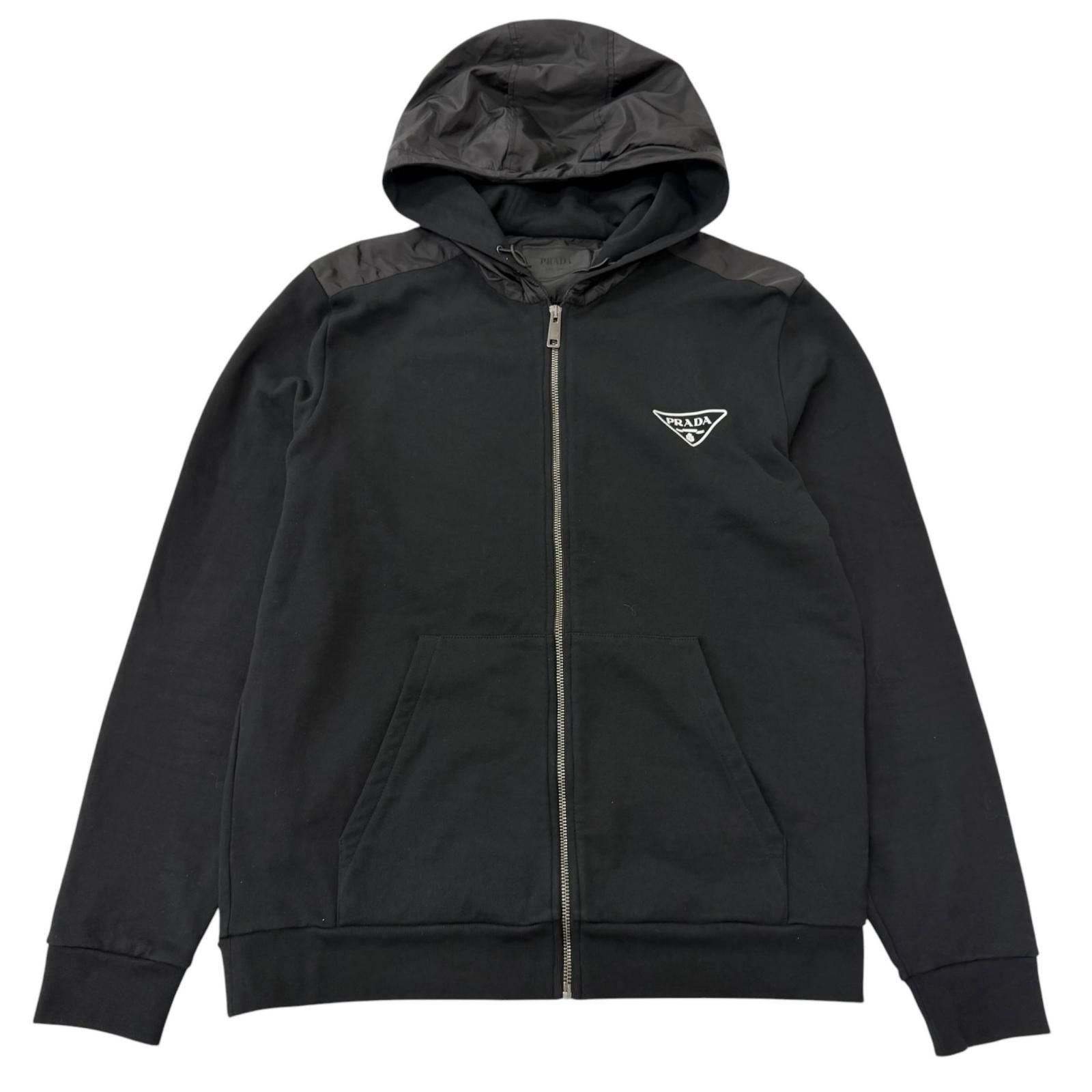 Prada Re-Nylon Triangle Logo Hoodie Sweatpants Set Black XL — view 2