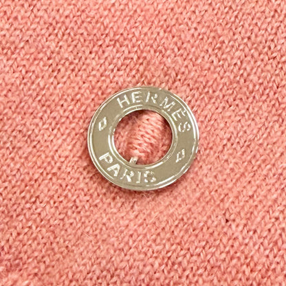 Hermes Cashmere Circle Logo Short Sleeve Knit Sweater Pink 36 — view 5