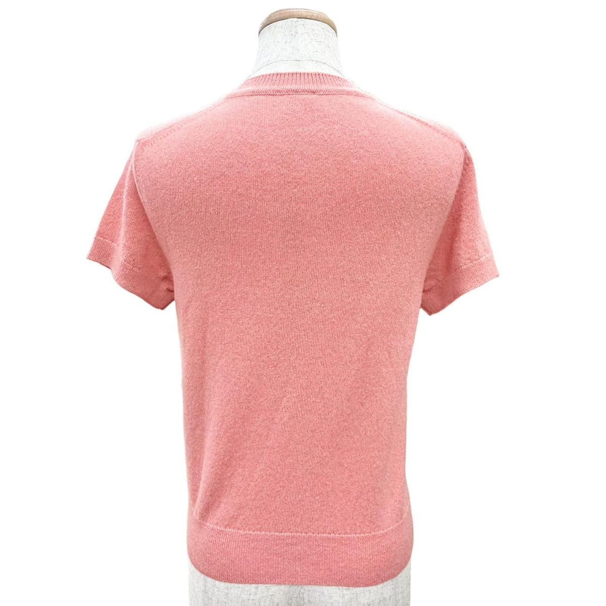 Hermes Cashmere Circle Logo Short Sleeve Knit Sweater Pink 36 — view 4