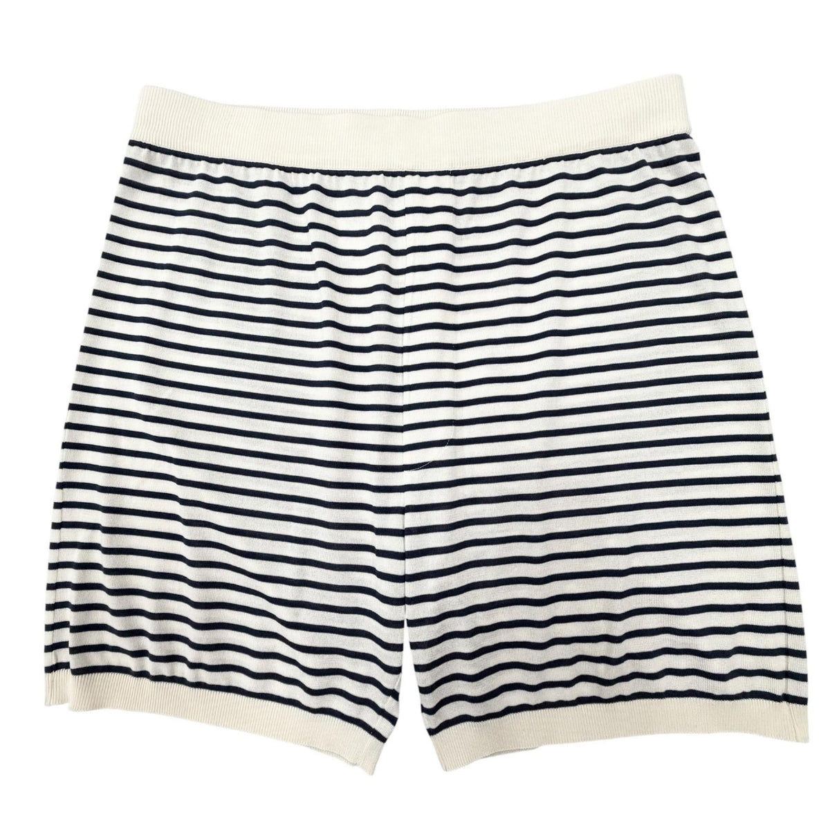 Prada Silk Cotton Border Pattern Shorts Navy Beige 50