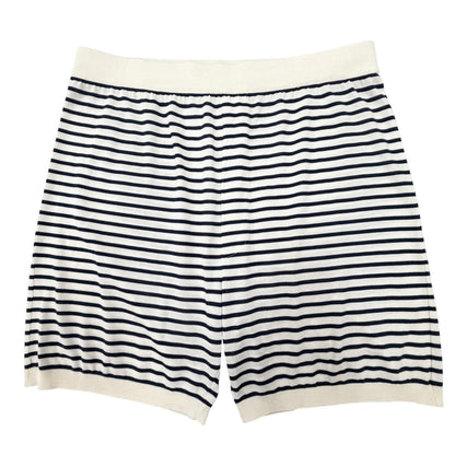 Prada Silk Cotton Border Pattern Shorts Navy Beige 50