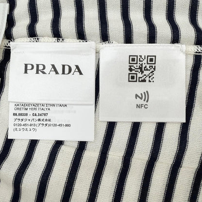 Prada Silk Cotton Border Pattern Shorts Navy Beige 50 — view 7