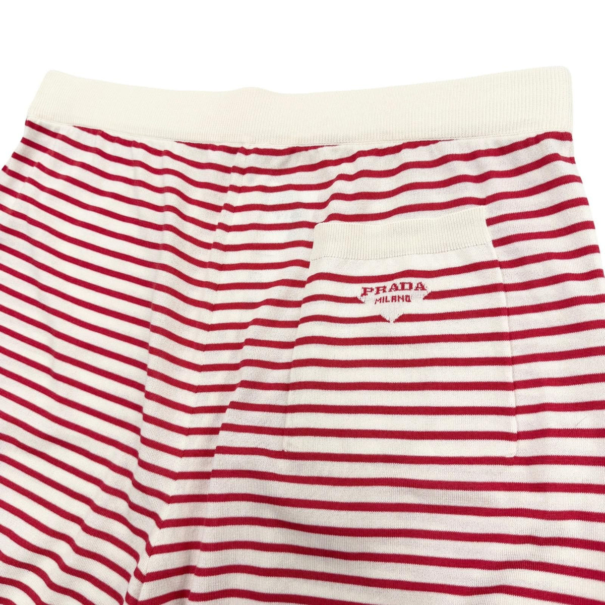 Prada Silk Cotton Border Pattern Shorts Red Beige 50 — view 4