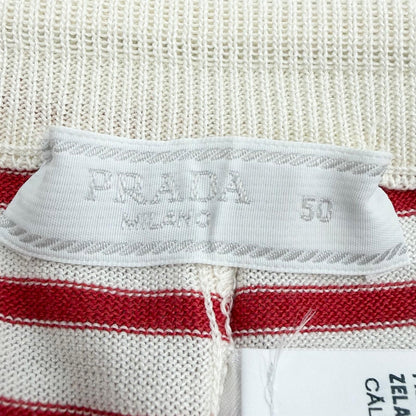 Prada Silk Cotton Border Pattern Shorts Red Beige 50 — view 6