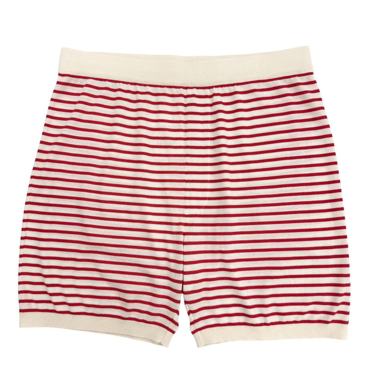 Prada Silk Cotton Border Pattern Shorts Red Beige 50