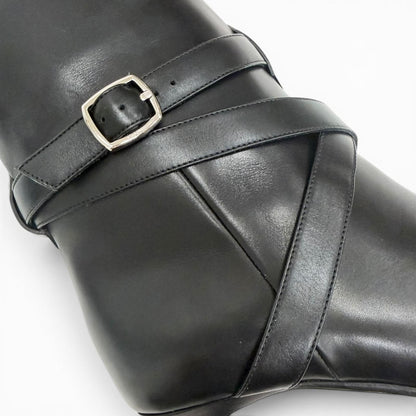 Celine Verneuil High Boots with Belt Pointed Toe Leather Long Black — view 8