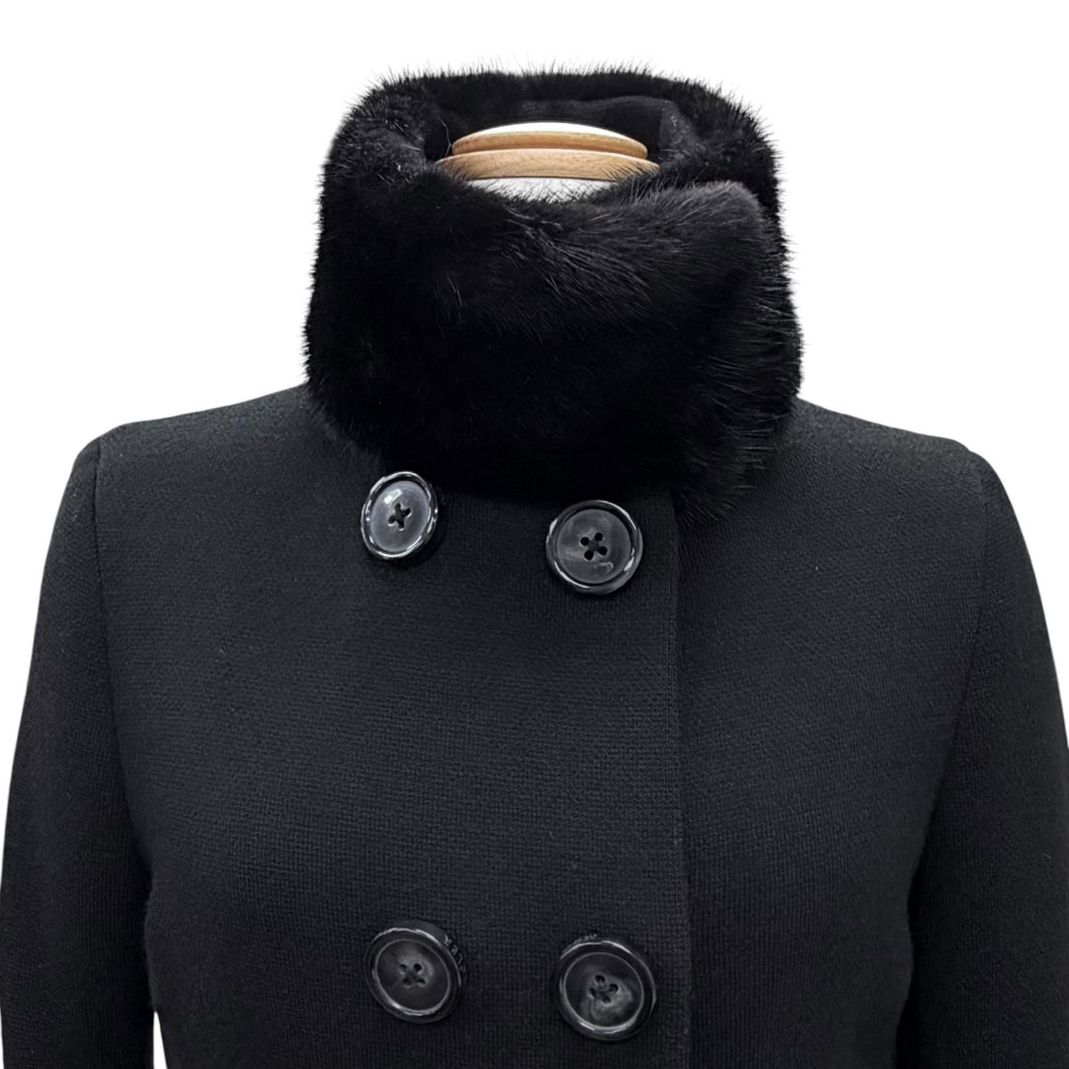 Moncler Premiere Noisette Wool with Collar Mink Shawl Double Breasted Down Coat — view 2