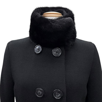 Moncler Premiere Noisette Wool with Collar Mink Shawl Double Breasted Down Coat — view 2