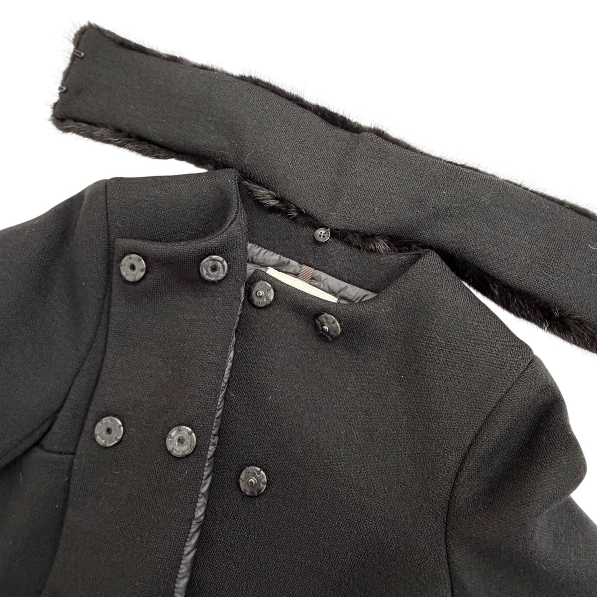 Moncler Premiere Noisette Wool with Collar Mink Shawl Double Breasted Down Coat — view 6