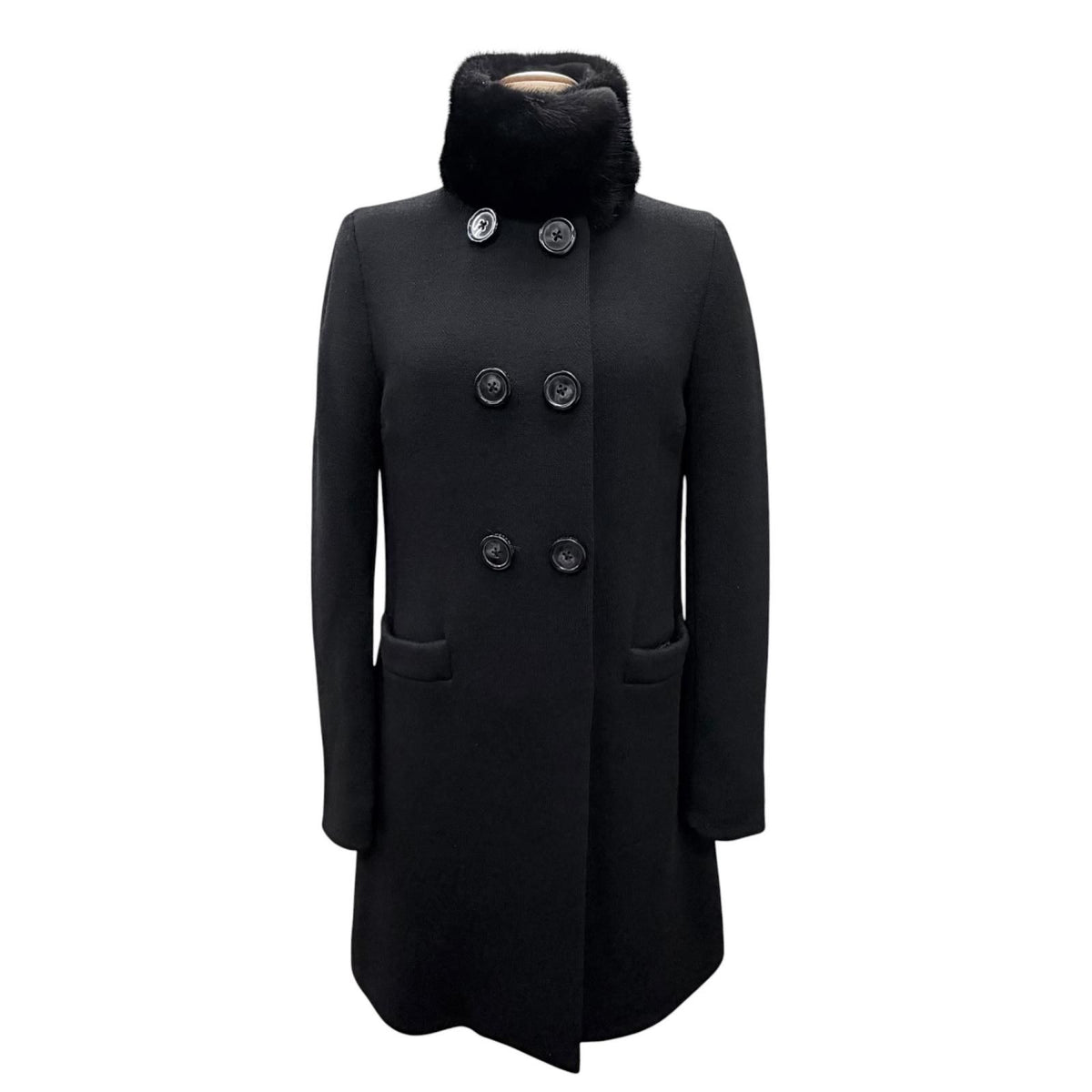 Moncler Premiere Noisette Wool with Collar Mink Shawl Double Breasted Down Coat