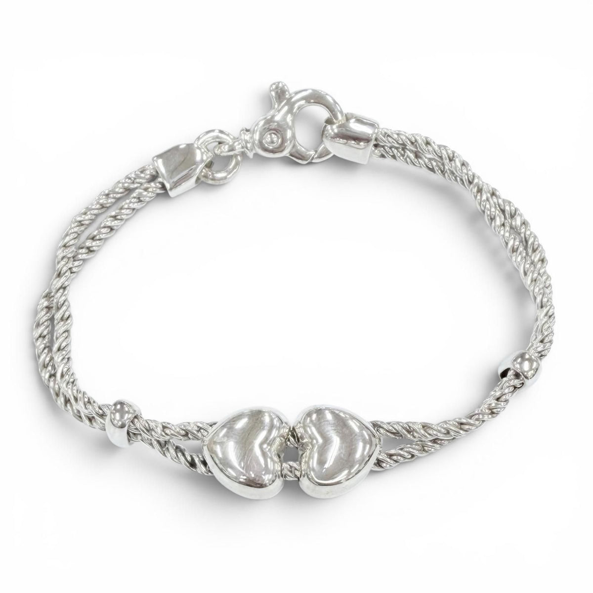 Tiffany & Co Vintage 925 Heart Double Rope Bracelet Silver