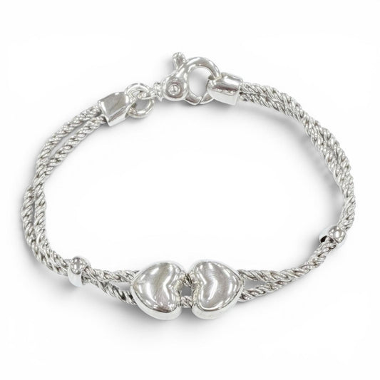 Tiffany & Co Vintage 925 Heart Double Rope Bracelet Silver
