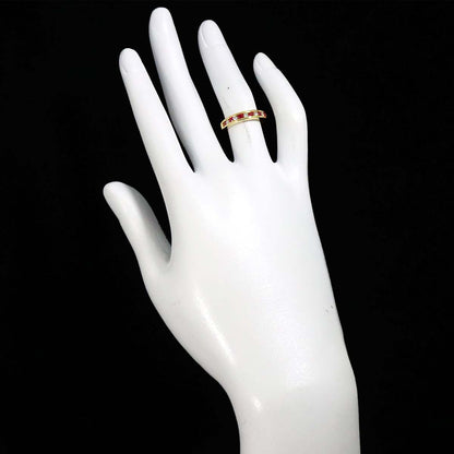 Tiffany & Co Channel Setting Ring Half Ruby 18K Yellow Gold 750 Diamond — view 8