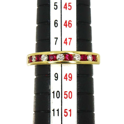 Tiffany & Co Channel Setting Ring Half Ruby 18K Yellow Gold 750 Diamond — view 7