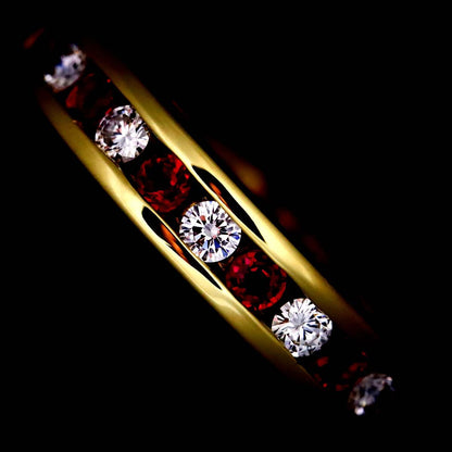 Tiffany & Co Channel Setting Ring Half Ruby 18K Yellow Gold 750 Diamond — view 6