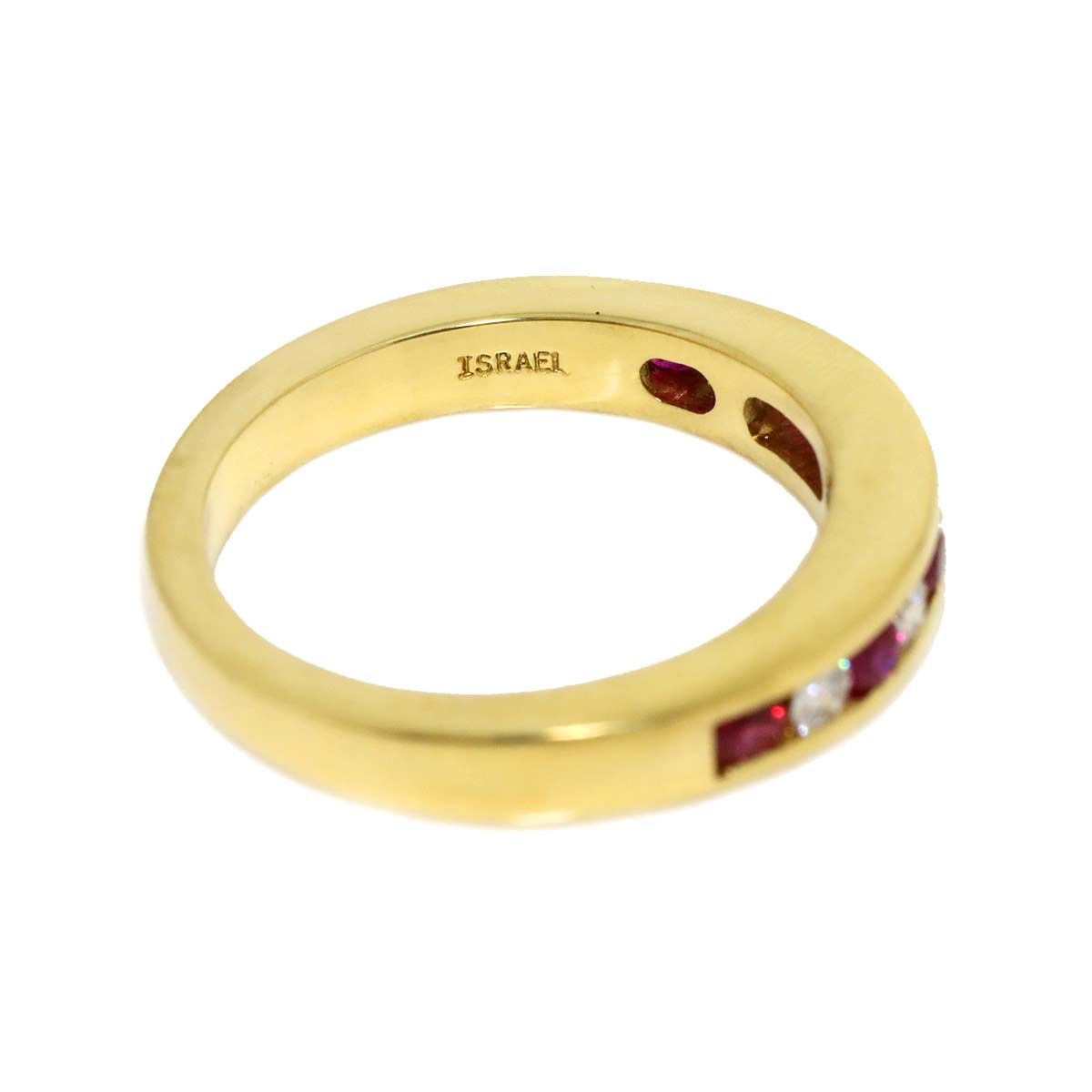 Tiffany & Co Channel Setting Ring Half Ruby 18K Yellow Gold 750 Diamond — view 4