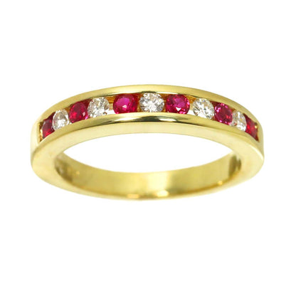 Tiffany & Co Channel Setting Ring Half Ruby 18K Yellow Gold 750 Diamond — view 2