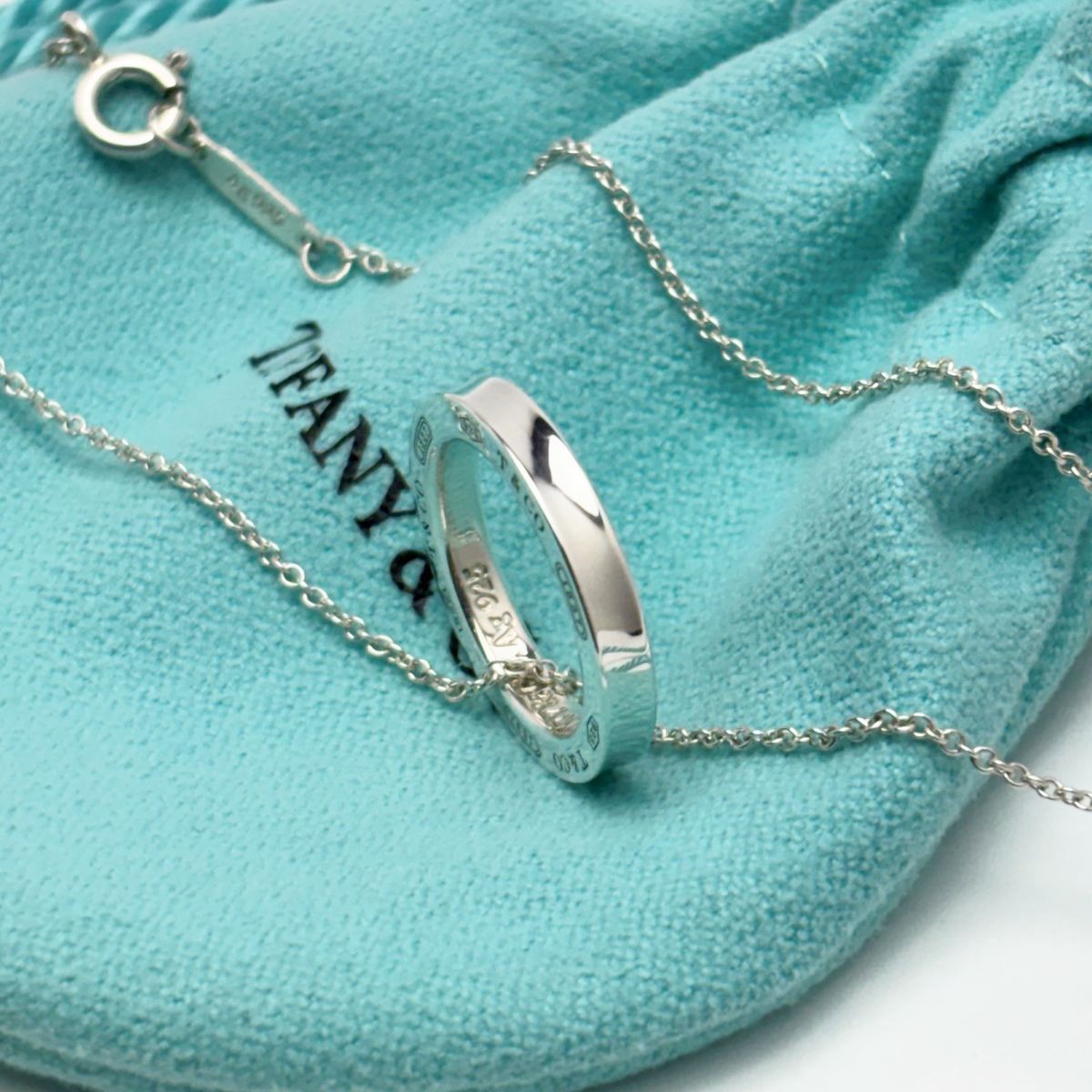 Tiffany & Co 1837 Necklace Sterling Silver TM Circle Pendant T& — view 4