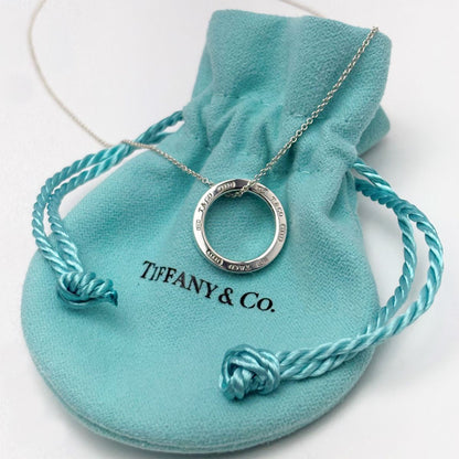 Tiffany & Co 1837 Necklace Sterling Silver TM Circle Pendant T&
