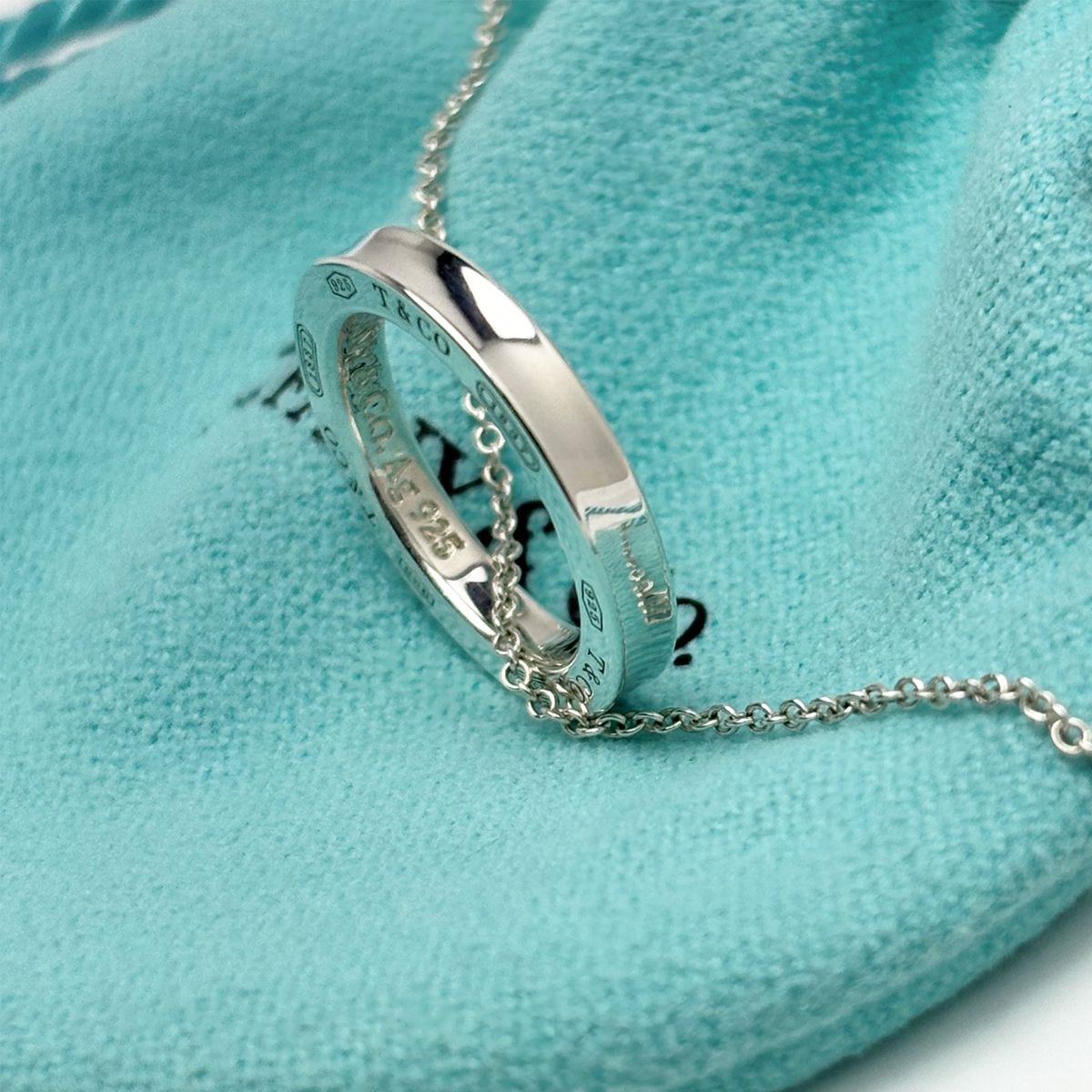 Tiffany & Co 1837 Necklace Sterling Silver TM Circle Pendant T& — view 5