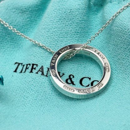 Tiffany & Co 1837 Necklace Sterling Silver TM Circle Pendant T& — view 2