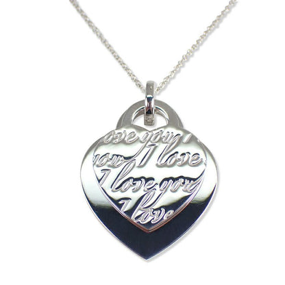 Tiffany & Co 925 I Love You Double Heart Tag NC Necklace