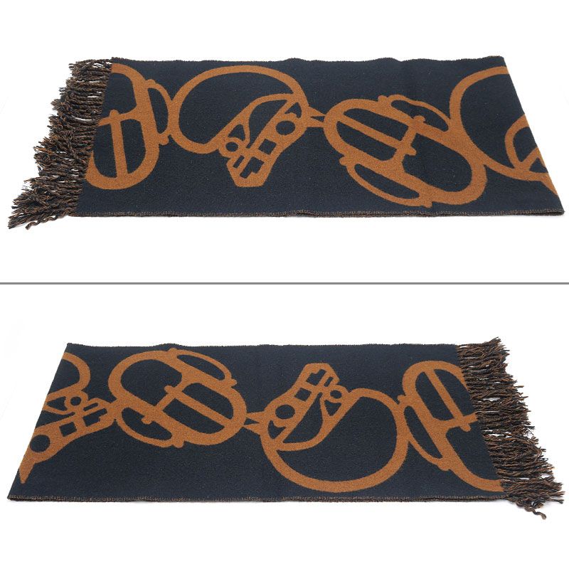 Hermes Book le Camaille Scarf Cashmere Black Brown — view 3