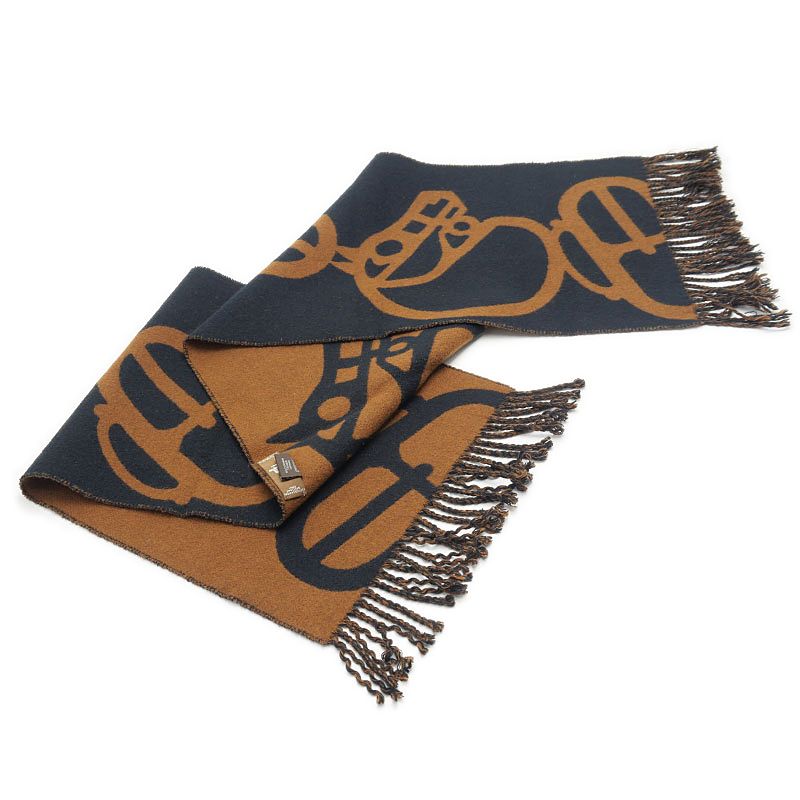 Hermes Book le Camaille Scarf Cashmere Black Brown — view 2